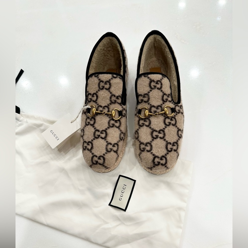 NWT Men’s Gucci Fria Wool Slip-On Loafers Size 9.5